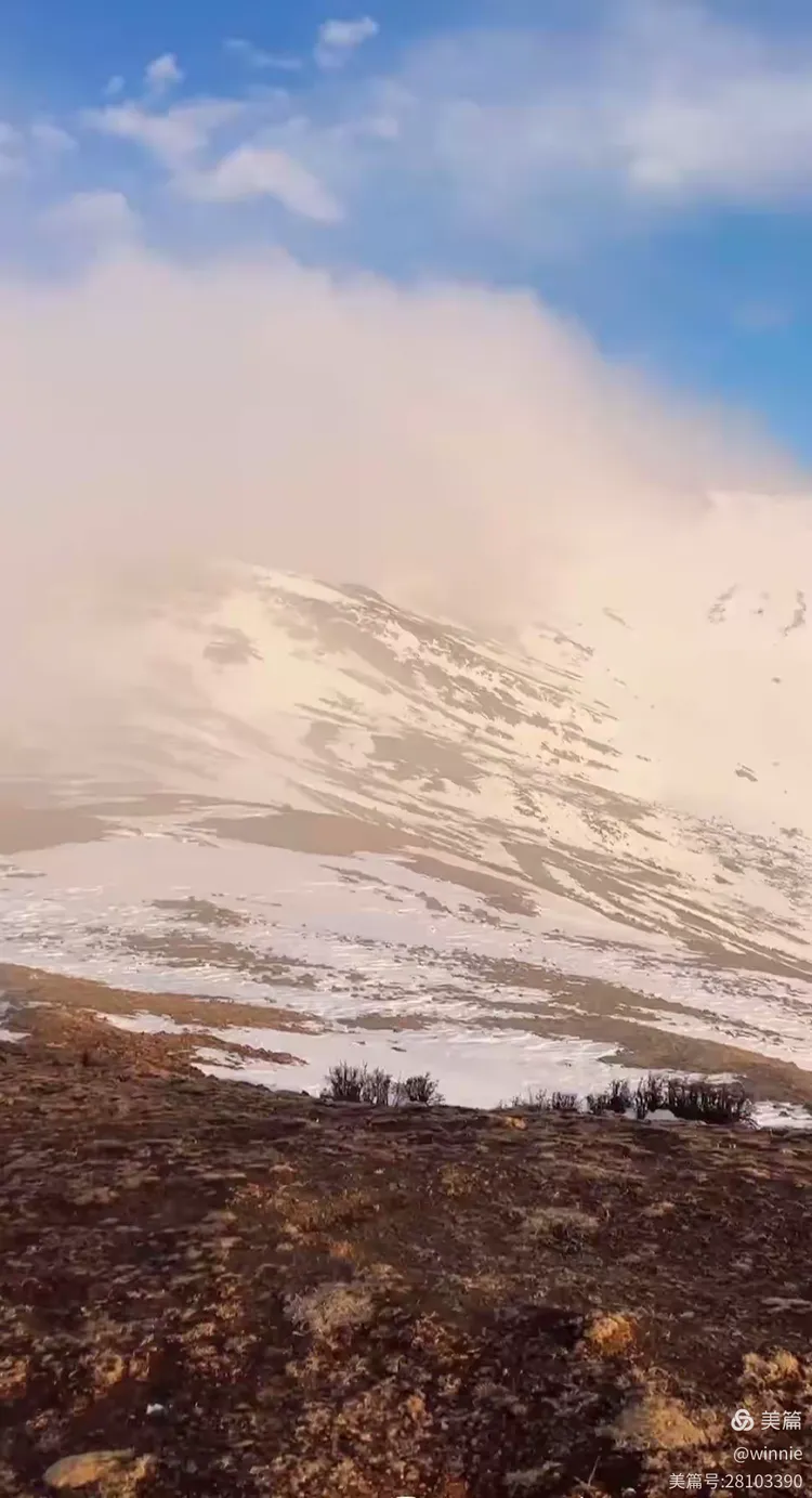 黄龙雪宝顶观景台雪景与日落